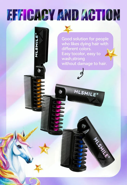 Disposable Hair Color Brush Washable Temporary Dye Comb No Loss Folding Styling Stick For Home DIY Colorful