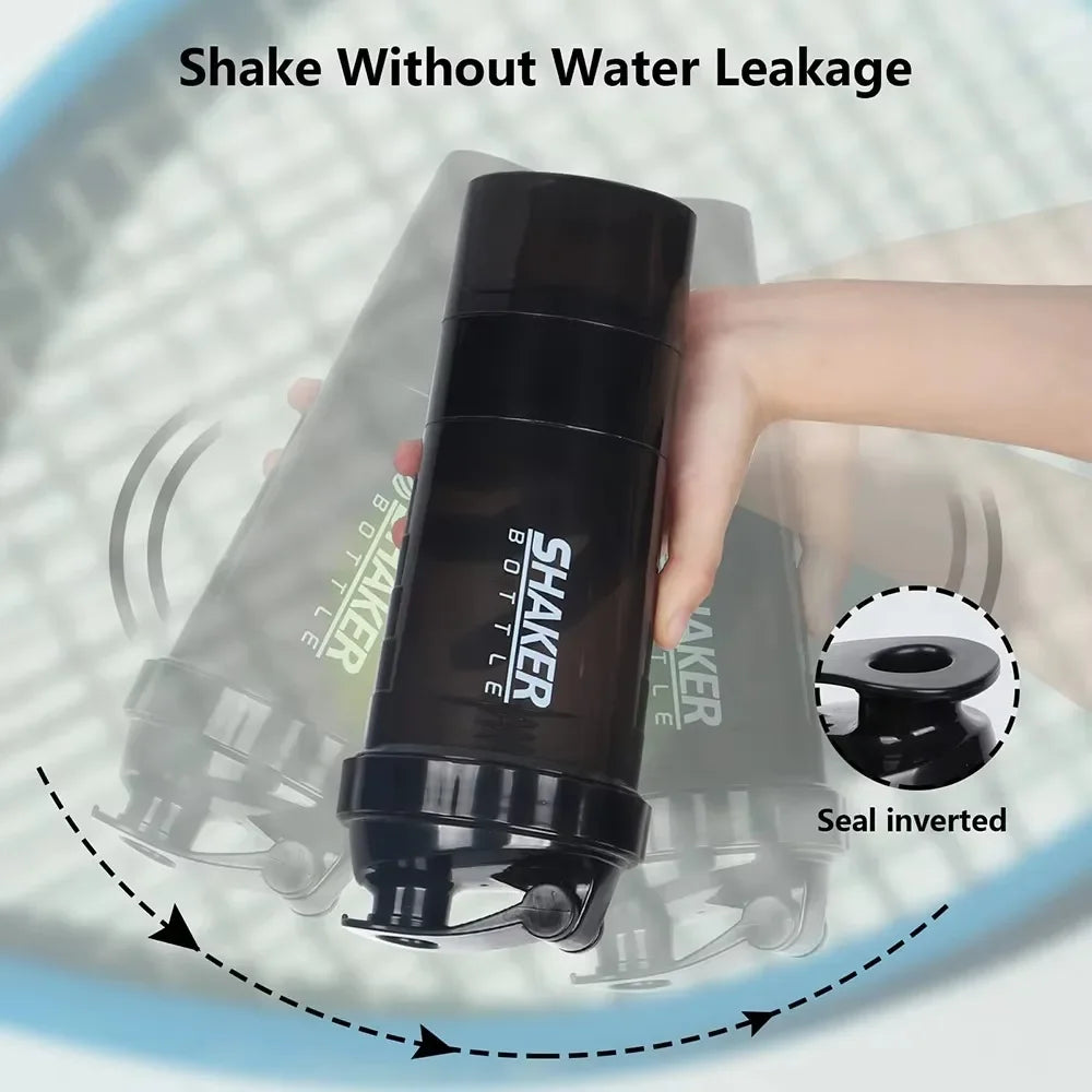Shaker Protein 3 Layers Bottle Powder Shake Cup Water Bottle Plastic Mixing Cup Body Building Exercise Bottle