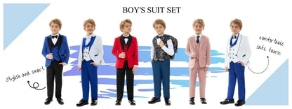 Multi-colors Boys Suit Set 3 Pieces Formal Outfit For Wedding Elegant Notched Lapel Kids Slim Fit Suits Party Tuxedo 2-20T