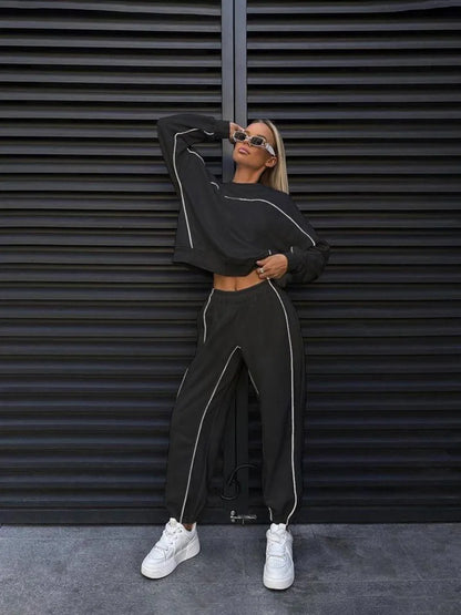 Two Piece Sets Pant Set Tracksuit Women Jogger Y2k Sweatshirts Autumn Winter Sports Elastic Waist Streetwear Pants Matching Sets