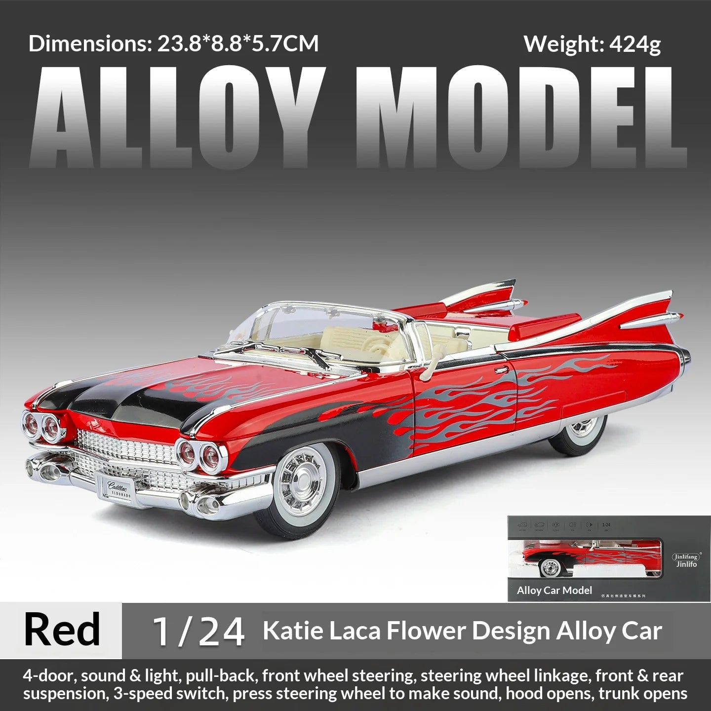 Retro luxury 1:24 convertible sports car alloy model, exquisite desktop ornaments, best collection for car model enthusiasts