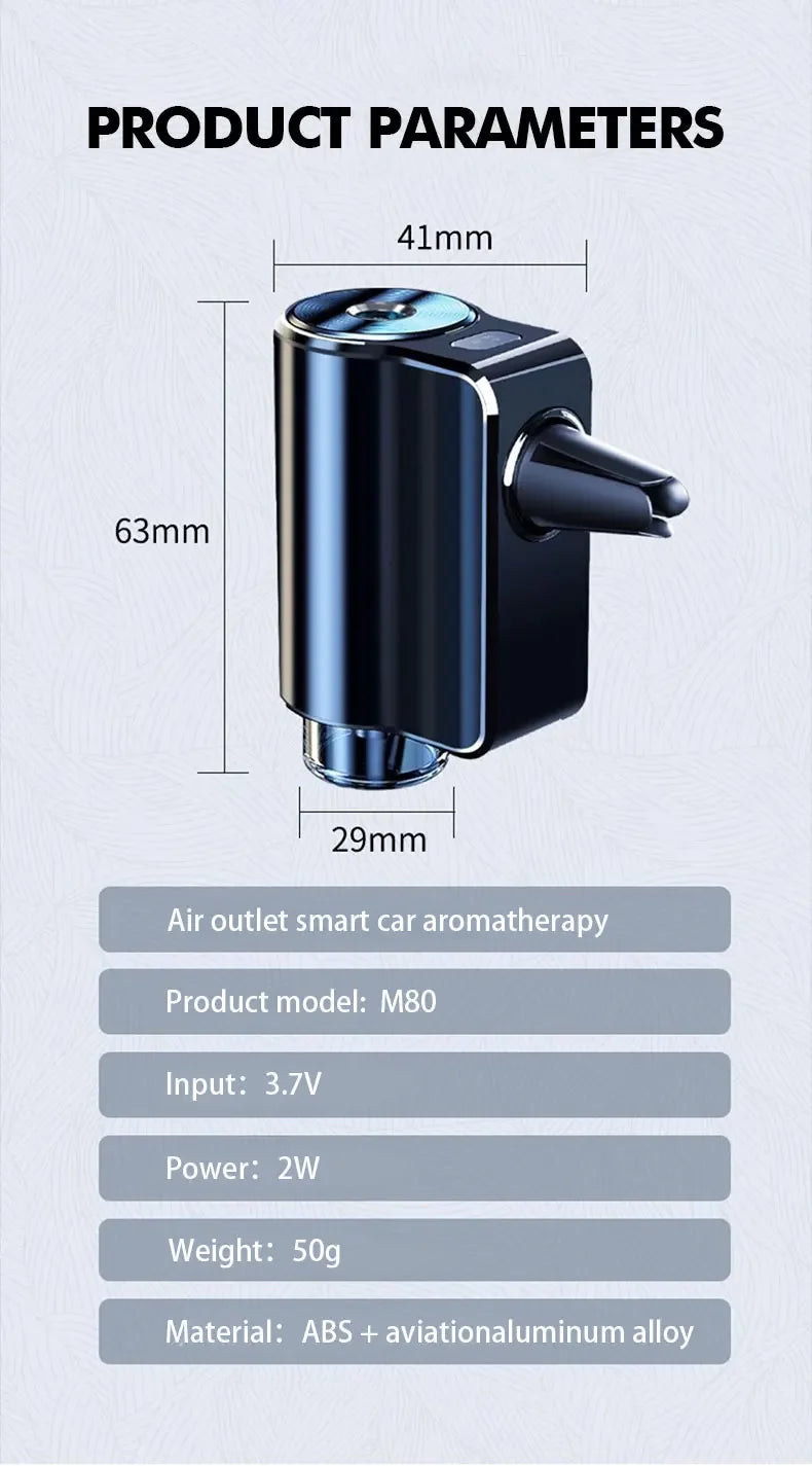 Car Air Vent Aromatherapy Humidifier Portable Electric Mist Diffuser Auto Odor Removal Freshener