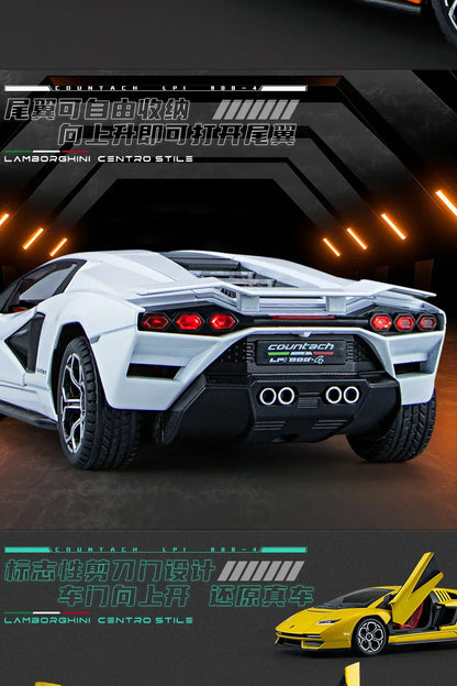 Lamborghini Countach LPI 800-4 Simulation1:24  Diecast Metal Alloy Model car Sound Light Pull Back CollectionToy Gifts