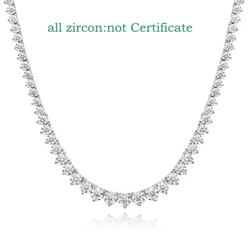 Smyoue 3 Claws Gradient Moissanite Tennis Necklace for Women Sparkling Full Diamond Luxury Jewelry Sterling Silver 925 Chain