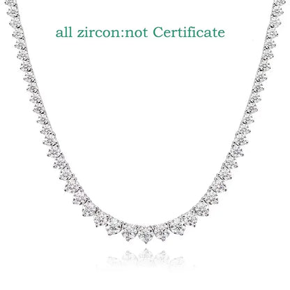 Smyoue 3 Claws Gradient Moissanite Tennis Necklace for Women Sparkling Full Diamond Luxury Jewelry Sterling Silver 925 Chain