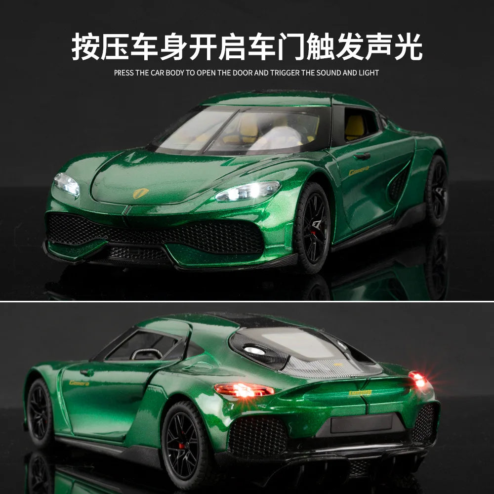 Koenigsegg Gemera 1:24 Car Alloy Diecast Model Collect Hobby Model Ornaments Gift For Friend Pull Back Toy New Style Sports Car