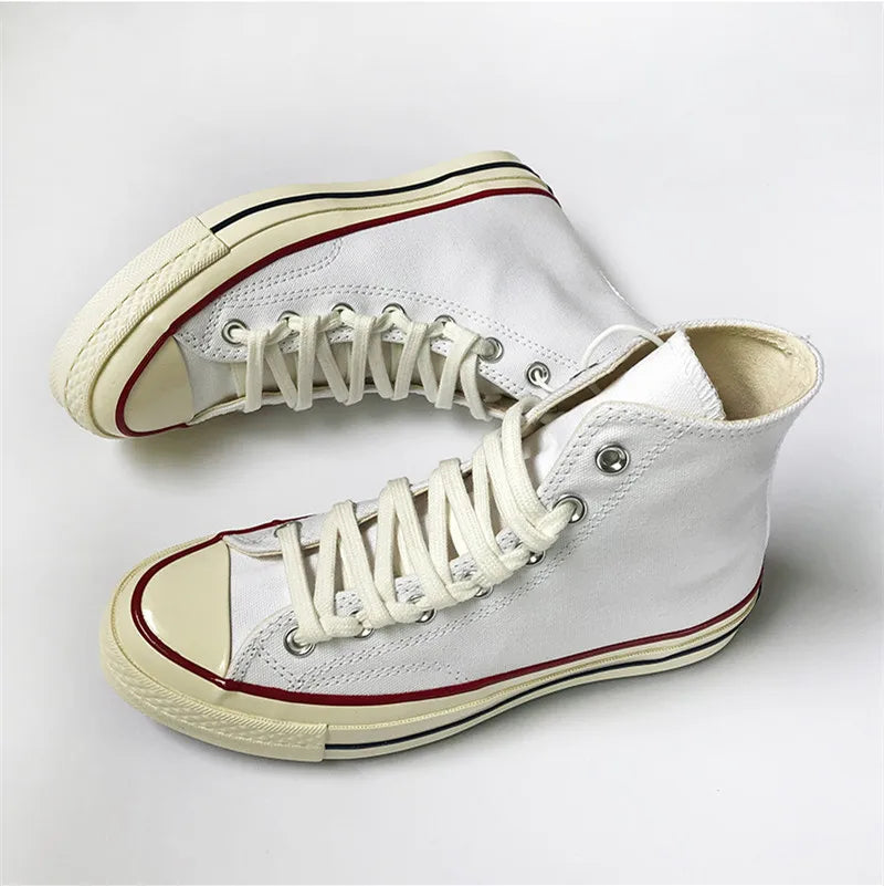 First Grade Fine Cotton Shoelaces High-top Low-top 1970S Canvas Black White Shoes laces 7 mm Width 90/180 cm Women Men Shoelace