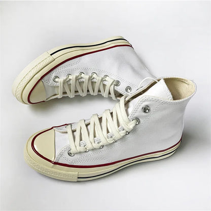 First Grade Fine Cotton Shoelaces High-top Low-top 1970S Canvas Black White Shoes laces 7 mm Width 90/180 cm Women Men Shoelace