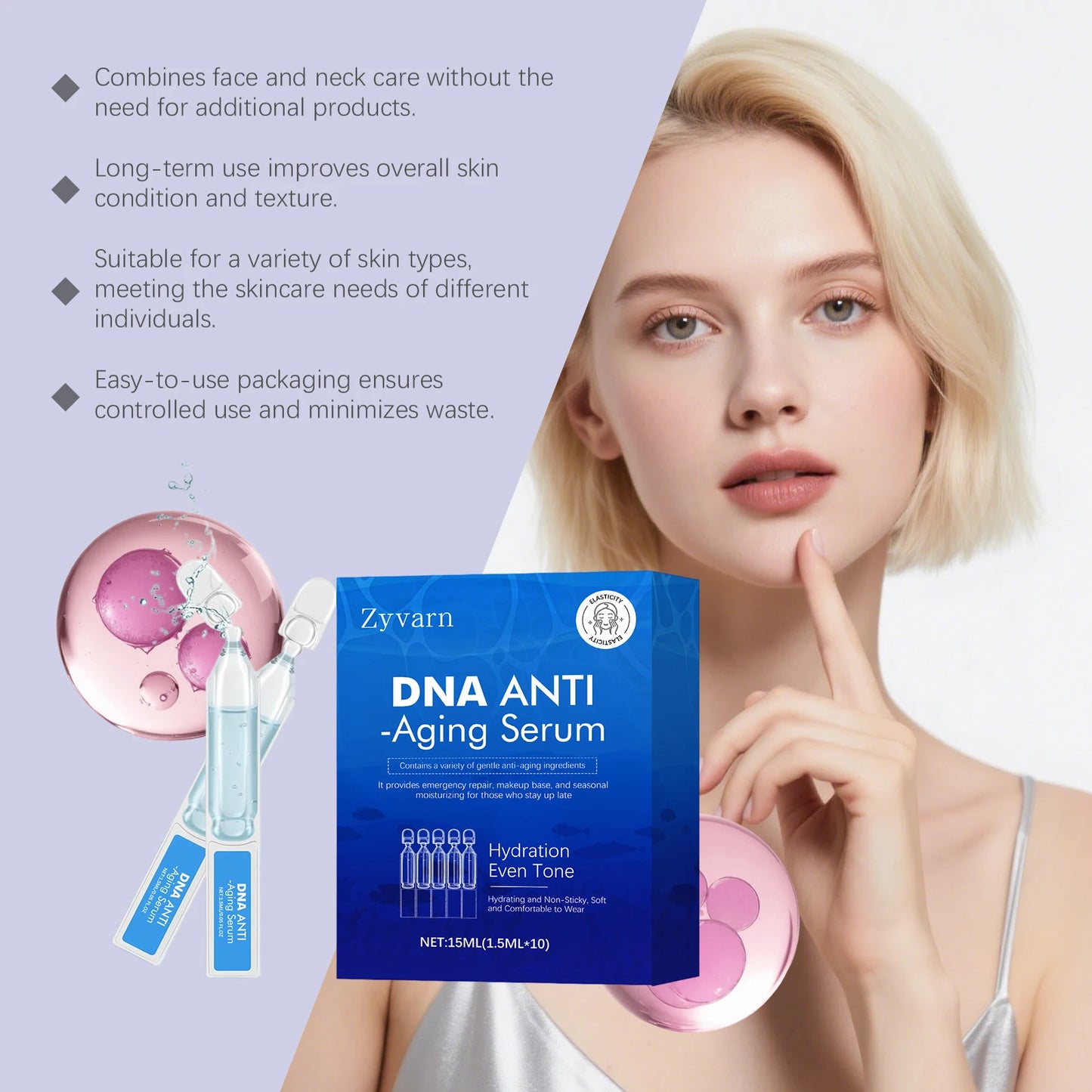 Anti Aging Serum DNA Sodium Face Essence for Hydrating Firming Lifting Improve Skin Elasticity Anti Sagging Smoothing Skin Care