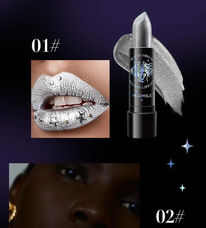 Glitter Lipstick Waterproof Long Lasting Diamond Pearlescent Metallic Lipstick Black Lipgloss Women Lips Makeup Cosmetic  - 6Colors