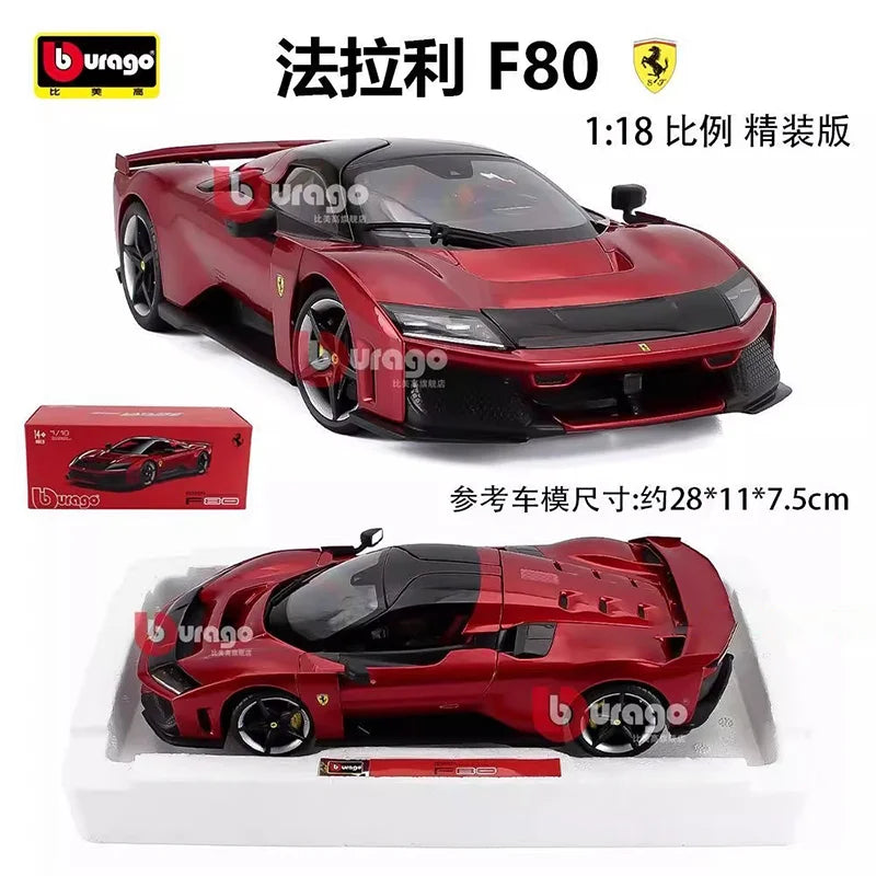 Bburago 1:18 Ferrari F80 Hardcover Full Open Model  Simulation Alloy Miniature Die-Casting Model Custom Gifts