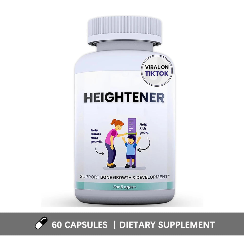 Heightener - Natural Height Growth 60 Capsules Supplement for Kids, Teens and Adults to Increase Bone Strength and Grow Taller, Height Pills