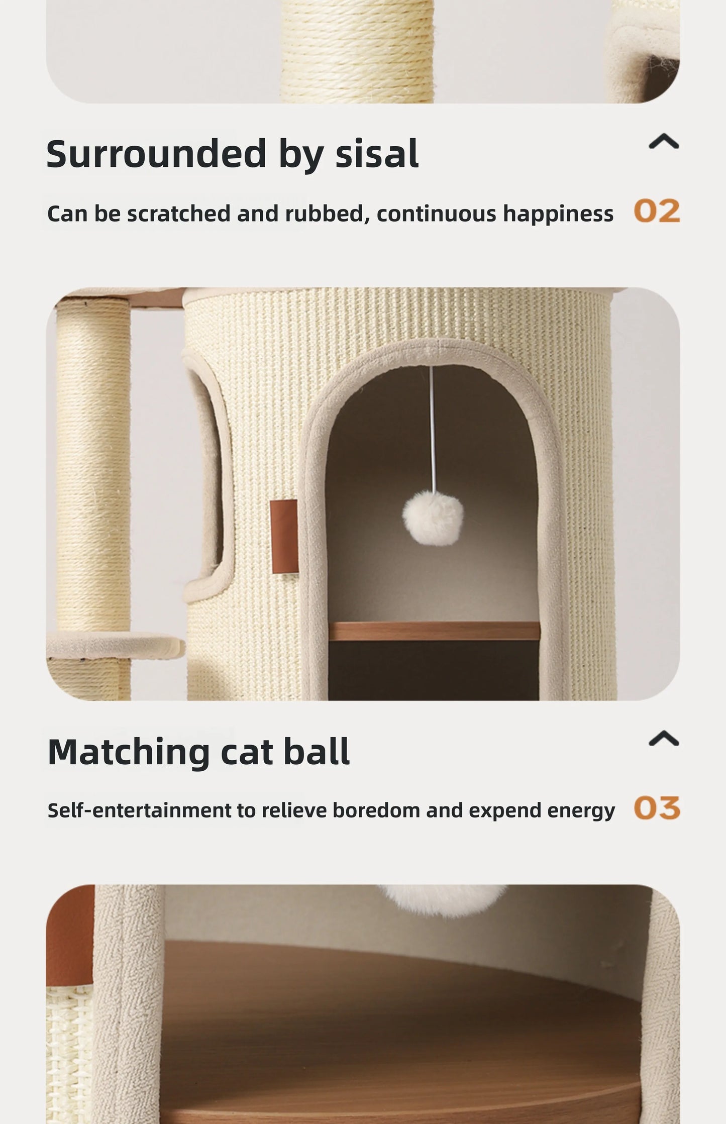 Cat Tree for Small Spaces Multi Level Scratching Post with Cat Condo and Sisal Barrel