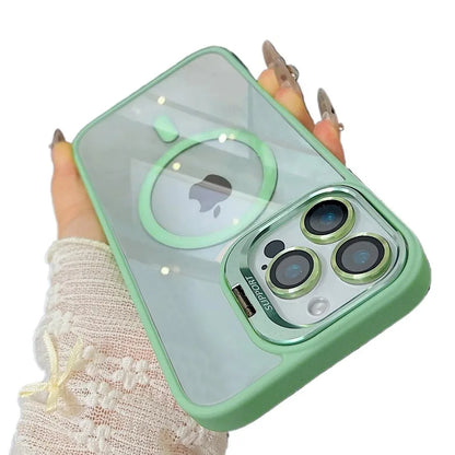 Luxury Magnetic Ring Stand Case For Magsafe For iPhone 17 16 15 14 Plus 13 12 Pro Max Wireless Charge Case With Lens Protector