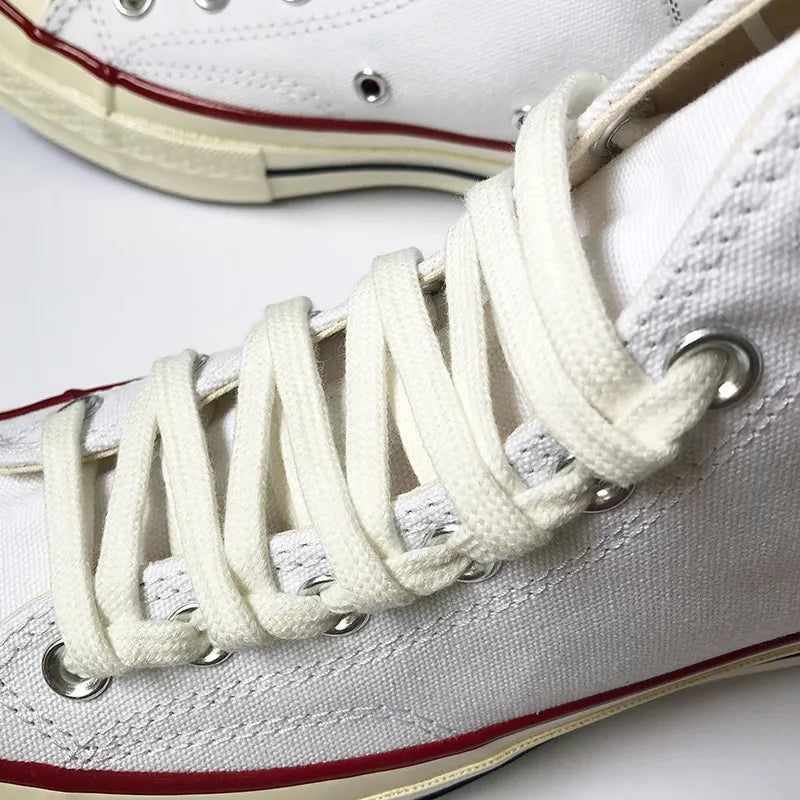 First Grade Fine Cotton Shoelaces High-top Low-top 1970S Canvas Black White Shoes laces 7 mm Width 90/180 cm Women Men Shoelace