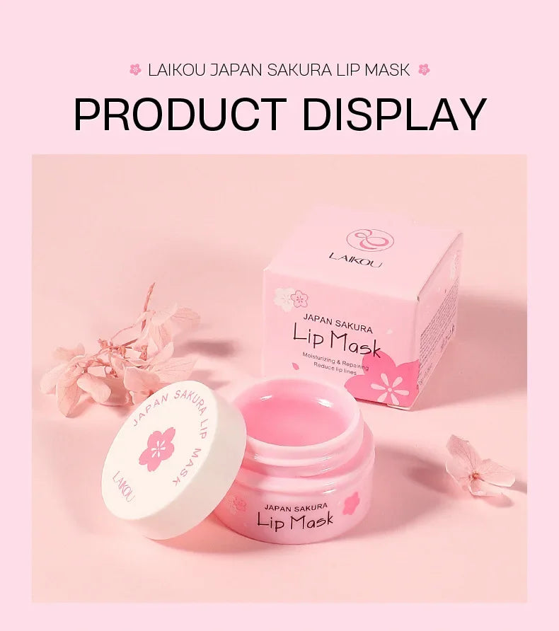 Laikou Sakura Lip Mask 8g Overnight Treatment Hydrating Moisturizing Repair Dry Chapped Lips Nourishing Care Peel Off
