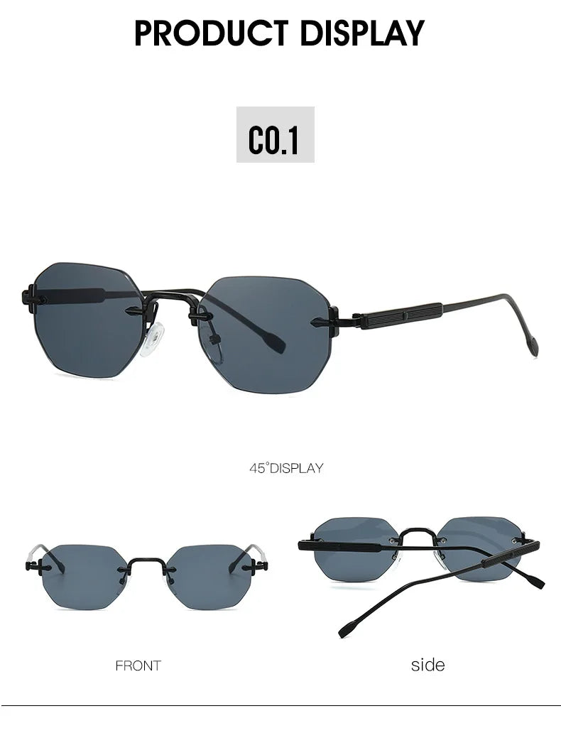 New Rimless Luxury Sunglasses Women 
 Diamond Cut Sun Shades For Man And Women Designer Brand Glasses UV400 Frameless Eyewear