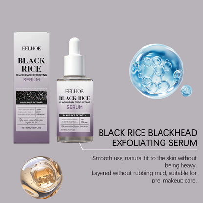eelhoe Black Rice Exfoliating Serum Gentle Daily Facial Peel with Lactobionic Acid Squalane Hydrating Brightening Essence Glowing Skin