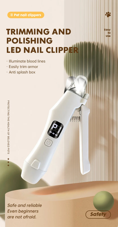 Pet Nail Clippers with LED Light & Smart Digital Display,Rechargeable 2 in 1 Dog Cat Nail Trimmer Grinder,Pet Grooming Tools