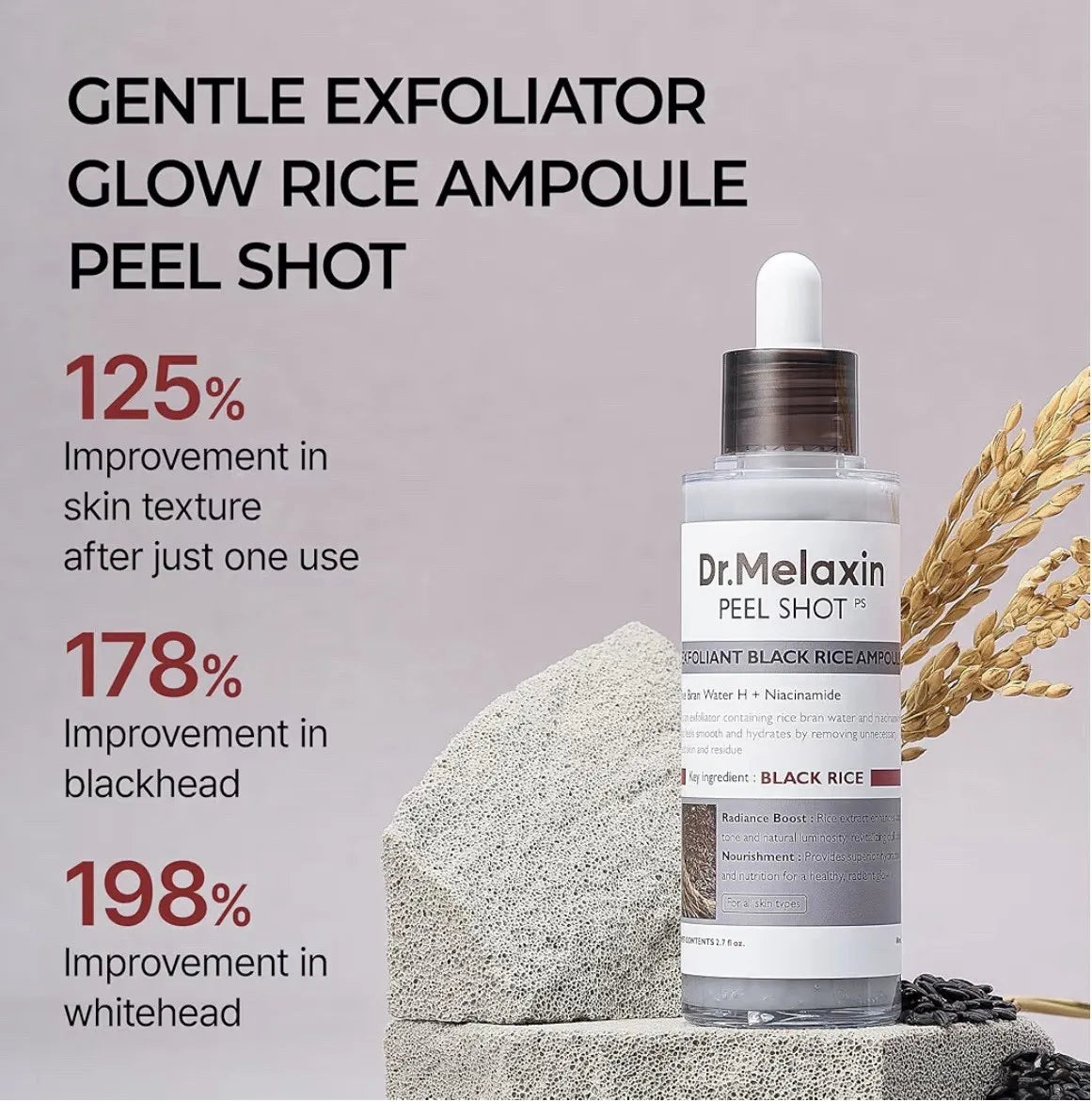 Dr. Melaxin Peel Shot Glow Black Rice Peeling Chemical t with Rice Water  Glass Skin Texture for Dead Skin &Dull Complexion, Korean2.7 fl.oz