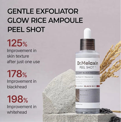 Dr. Melaxin Peel Shot Glow Black Rice Peeling Chemical t with Rice Water  Glass Skin Texture for Dead Skin &Dull Complexion, Korean2.7 fl.oz
