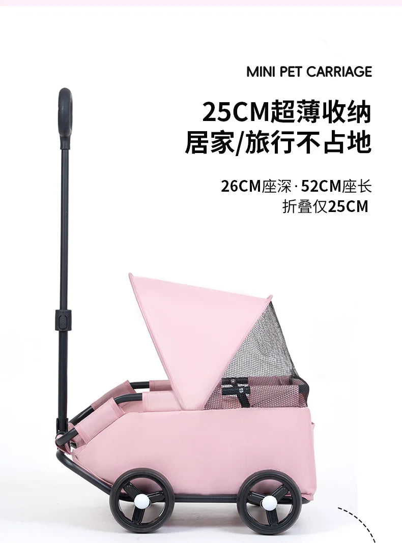 Small Pet Stroller for Dogs Cats Teddy Bears Outdoor Activities Lightweight and Foldable Car Accessories