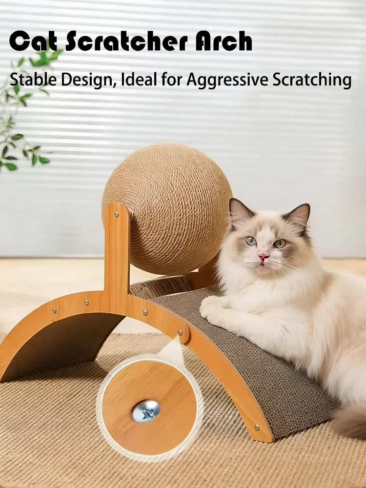 Natural Sisal Ball Arch Cat Scratcher Toy Corrugated Paper Cat Claw Grinding Board Self Playing Cat Toy For Indoor Cats