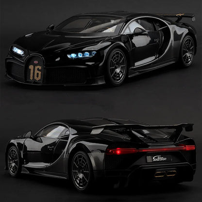 Bugatti Chiron 1:18 PUR SPORT Alloy Sports Model Diecast Metal Racing Car Vehicle Model Sound and Light SimulationToy Gift