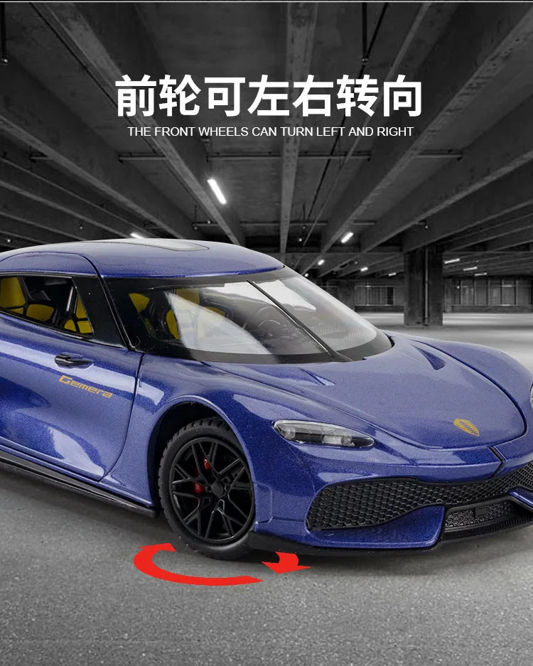 Koenigsegg Gemera 1:24 Car Alloy Diecast Model Collect Hobby Model Ornaments Gift For Friend Pull Back Toy New Style Sports Car
