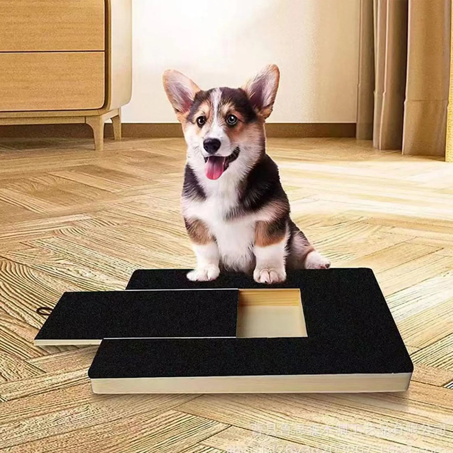 Wooden Dog Nail Scraper - Sandpaper Surface Safe Trimming Sliding Treat Storag, Toy Scratcher,Stress Relief Durable Easy-clean