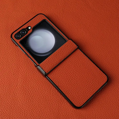 Luxury Hand Crafted Genuine Leather Case For Samsung Galaxy Z flip5 Phone Cover Galaxy Z Flip 3 flip4  Back Shell Coque Capa