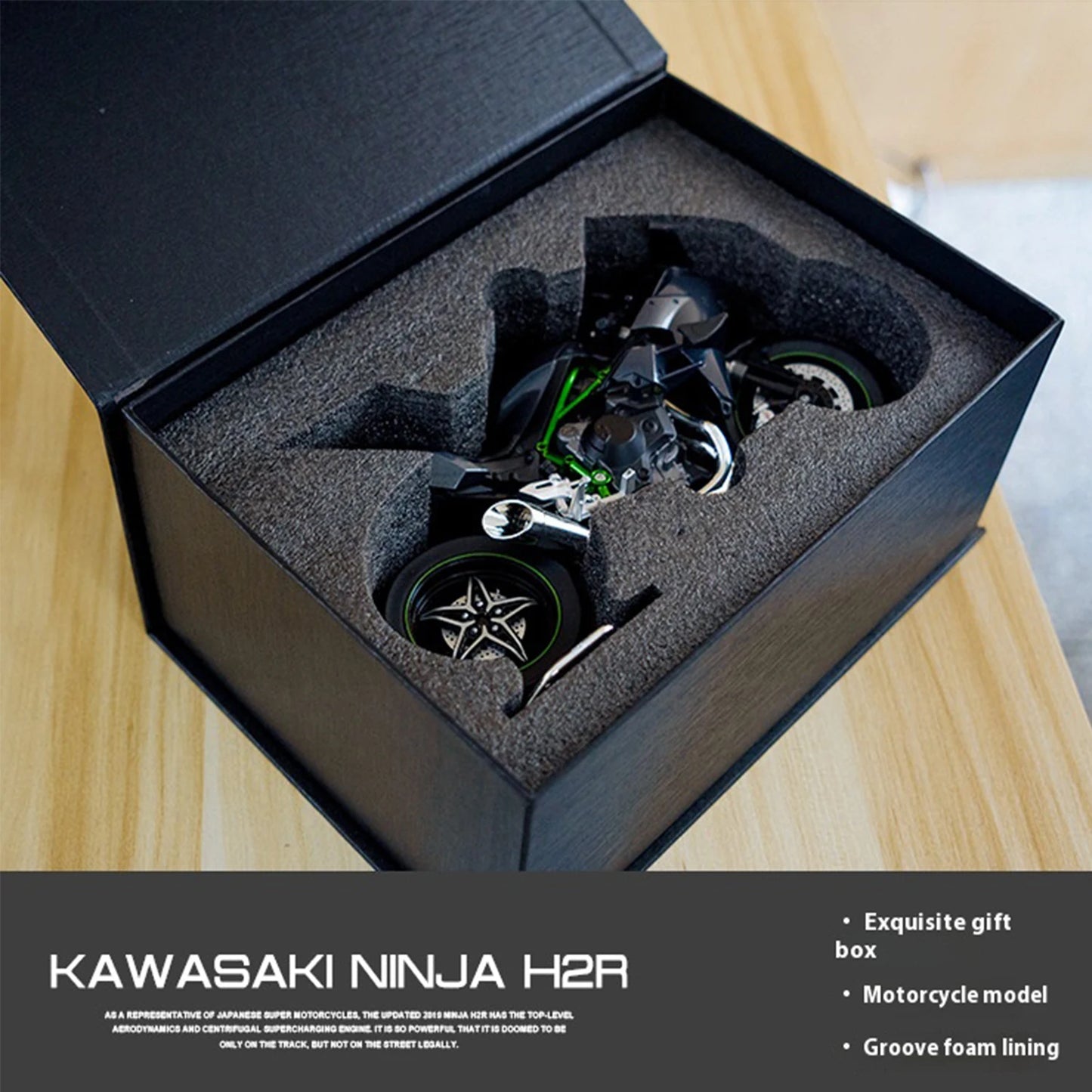Boutique Boxed 1:9 Kawasaki H2R V4S Motorcycle Model Simulation Alloy Motorcycle Figure Gift