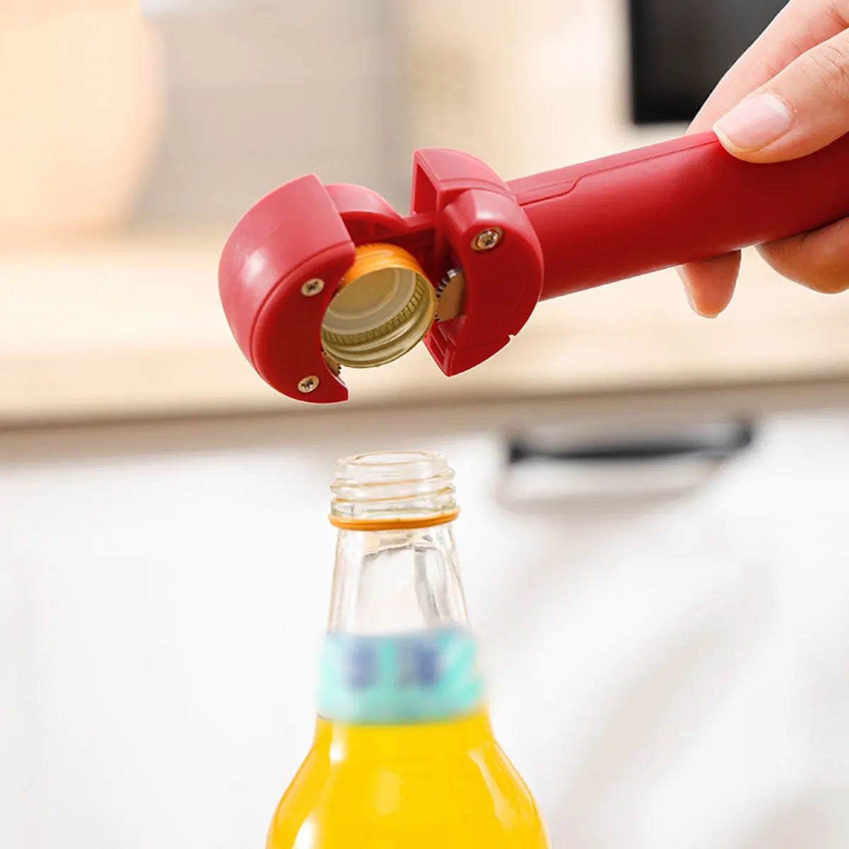Adjustable Stainless Steel Bottle Opener - Multifunctional Jar Lid & Wine Beer Can Opener for Seniors Weak Hands Kitchen Tool