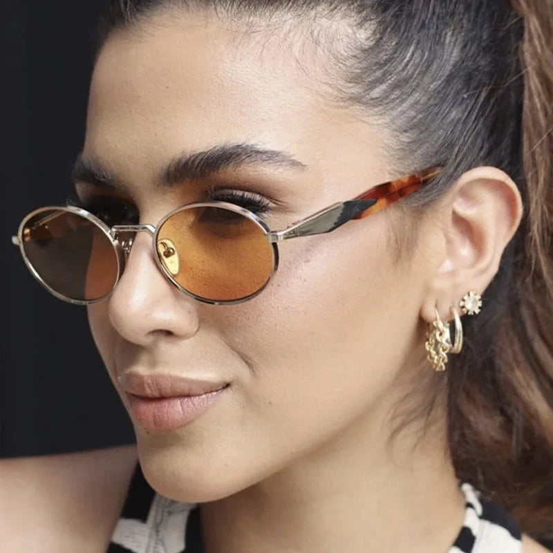 Ruiao 2026 Fashion Oval Sunglasses for Women Luxury Designer Metal Frame UV400 Sun Protection Shades Brand New Arrival Eyewear