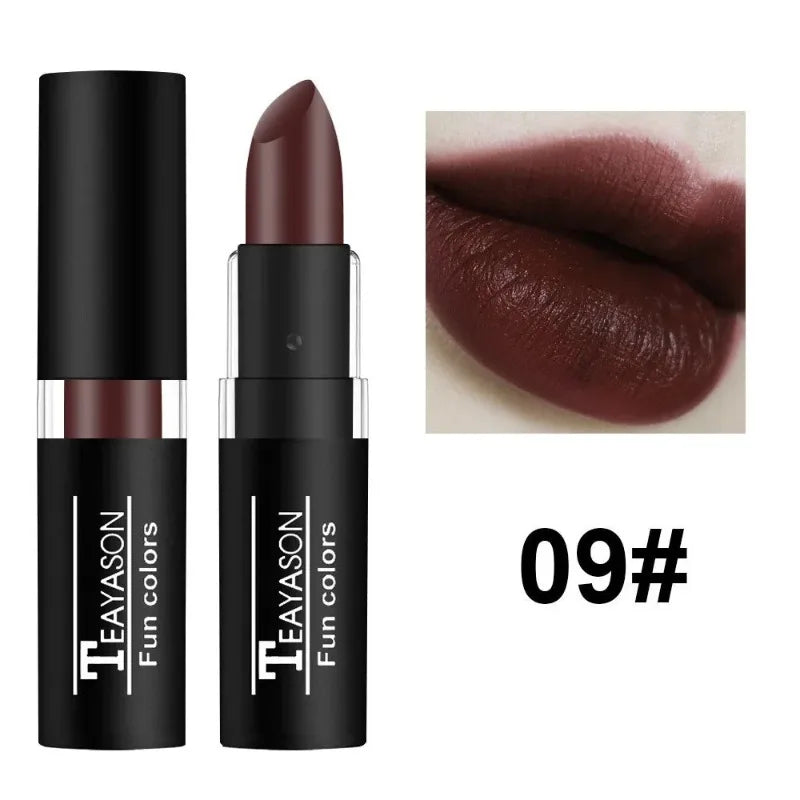 Nude Lipstick Matte Velvety Vampire Makeup Punk Black Lip Gloss Smooth Waterproof Lasting Durable Dark Paint Cosmetics -12 Colors