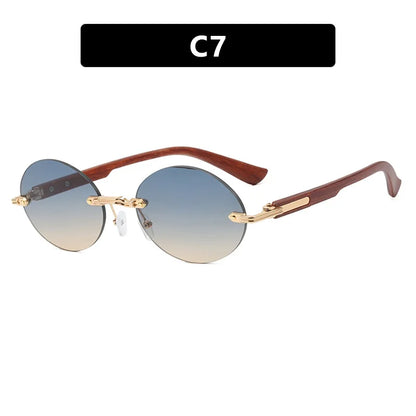 New Frameless Oval Sunglasses, High-end Light Luxury Women's Fashionable Summer Beach Vacation Sunglasses