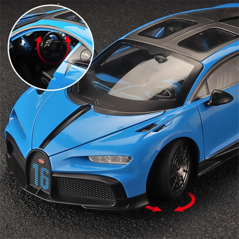 Bugatti Chiron 1:18 PUR SPORT Alloy Sports Model Diecast Metal Racing Car Vehicle Model Sound and Light SimulationToy Gift