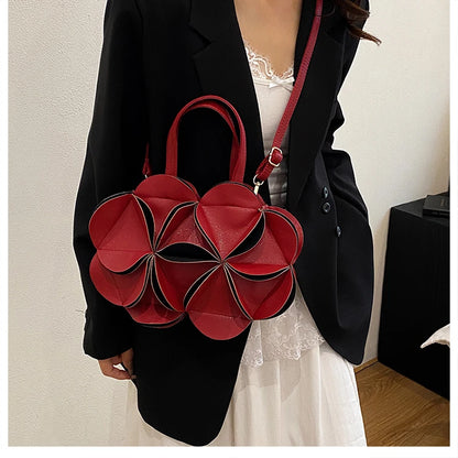 2026 High Quality Niche Bags Waterproof and Durable Design Sense Crossbody Bags PU Flowers Clock Shape Zipper Circular Bags