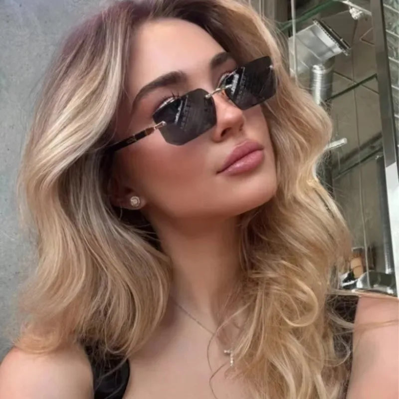 Fashion Punk Square Sunglasses Women Luxury Brand Small Frame Sun Glasses Female Rectangle Metal Mirror Oculos De Sol
