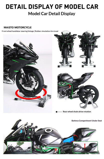 Kawasaki H2R motorcycle scale 1:9  model alloy simulation motorcycle model hand-made ornaments gift
