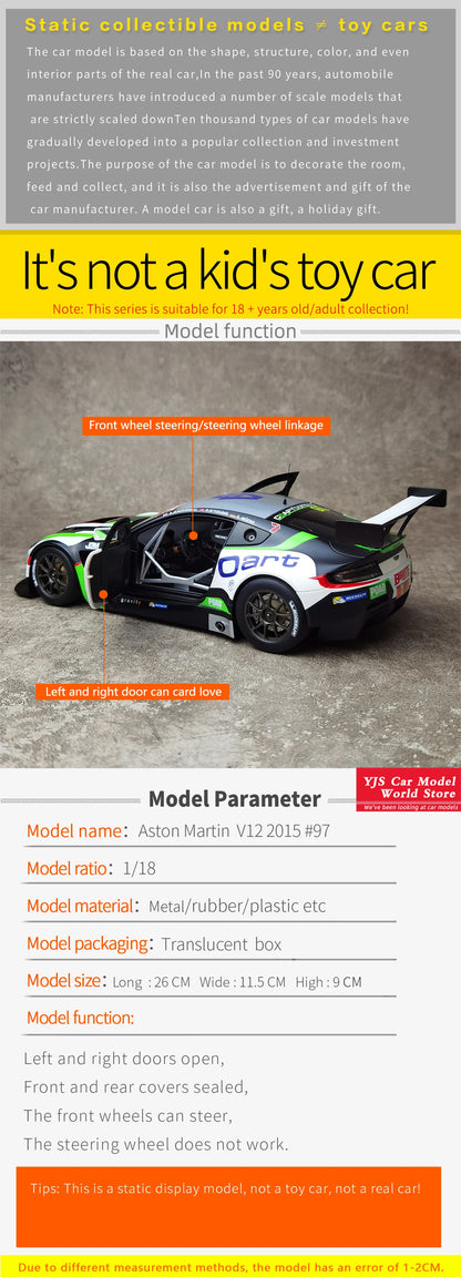 AUTOART Edition 1/18 Aston Martin VANTAGE V12 BATHURST 12HOUR #97 2015 Racing Car Model