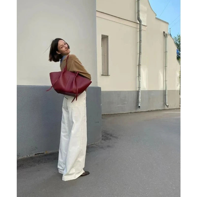 New leather shoulder bag, large capacity commuter women's bag, high-quality handbag, fashionable casual tote bag