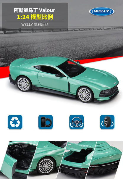 WELLY 1:24 Aston Martin Valour Supercar Alloy Car Diecasts & Toy Vehicles Car Model Miniature Scale Model Car Toy For Children