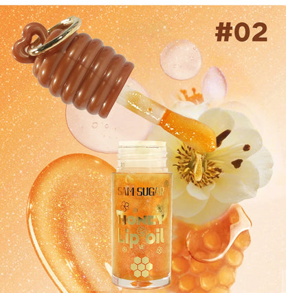 SAM SUGAR 2-Color Honey Essence Lip Oil Long-Lasting Moisture, Reduces Lip Lines Transparent Hydrating Lip Gloss