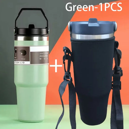 Thermal Water Bottle With Straw Outdoor Sport Coffee Cup Car Insulated Cup Tumbler Vacuum Flask Travel Thermal Mug 20oz/30oz