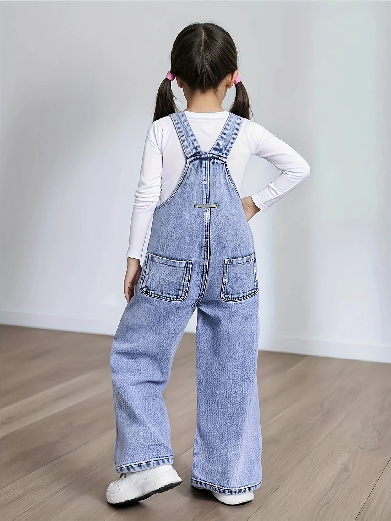 Girl's Y2K sunflower pattern printed straight and loose denim drawstring pants, workwear type drawstring pants.