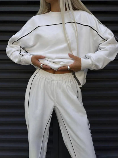 Two Piece Sets Pant Set Tracksuit Women Jogger Y2k Sweatshirts Autumn Winter Sports Elastic Waist Streetwear Pants Matching Sets