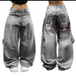 American Fashion Trend Joker Pattern Embroidered Loose Jeans Women Street Y2K New Hip Hop Oversized Wide-leg Pants Unisex Jeans