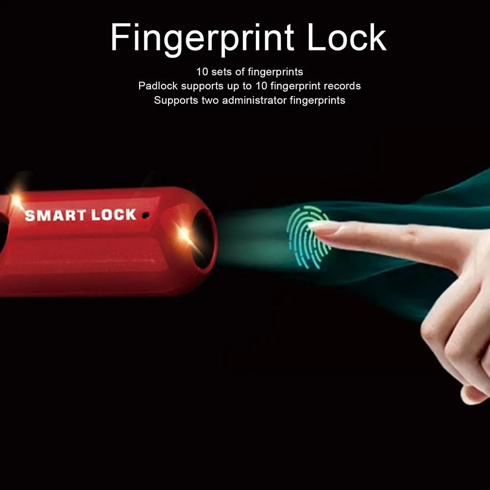 Smart Fingerprint Padlock for Locker Small Rechargeable Fingerprint Lock Keyless Biometric Thumbprint Padlock Locker Suitcase Luggage  Backpack
