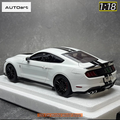 AUTOART New 1/18 scale Ford Mustang Shelby GT500 WHITE SILVER  Sports car model Static display Collection Holiday gift 73097